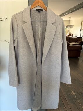 Renuar Light Gray Open-Front blazerCoat With pockets